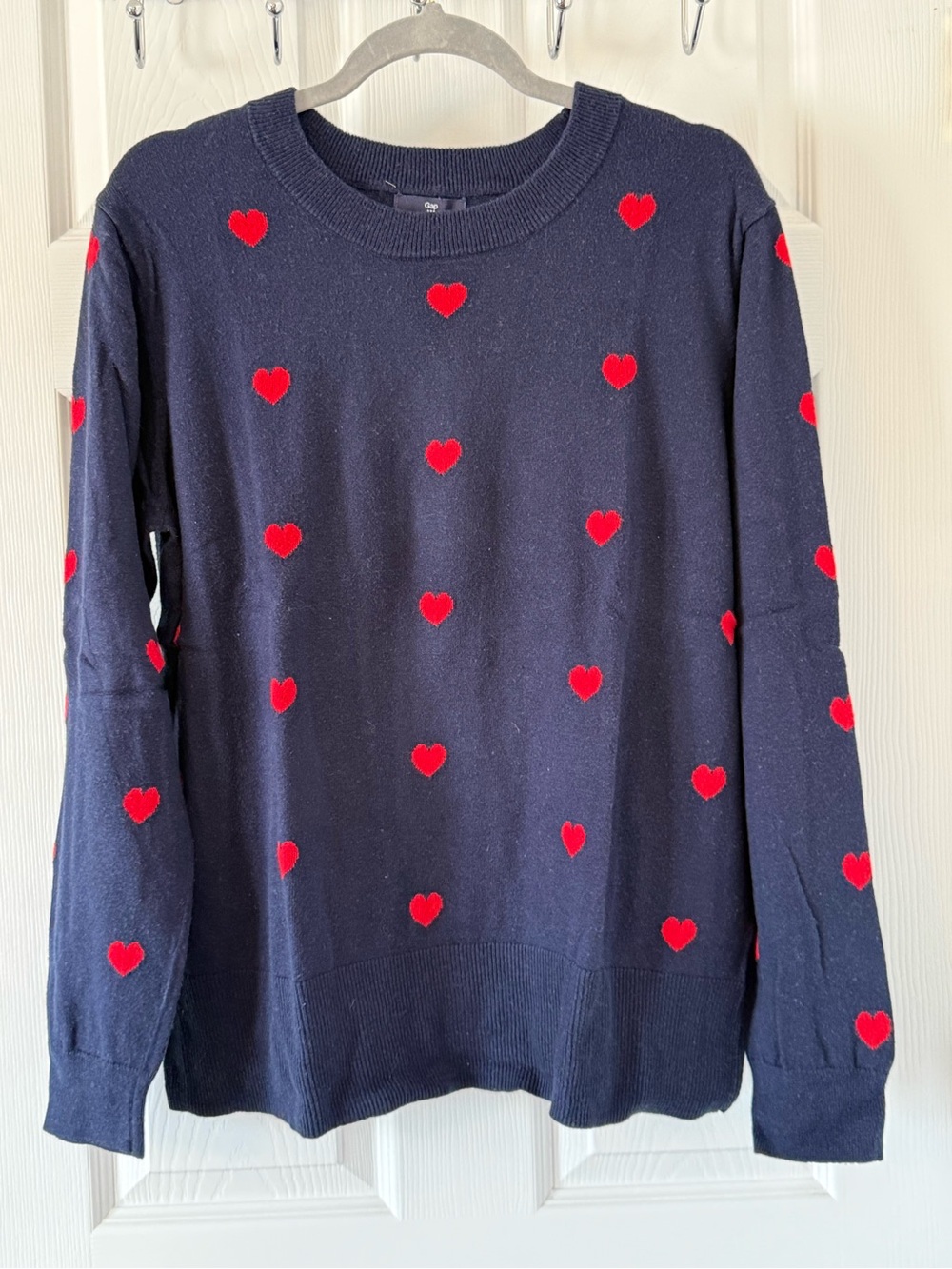 GAP Navy Sweater with Red Heart Pattern